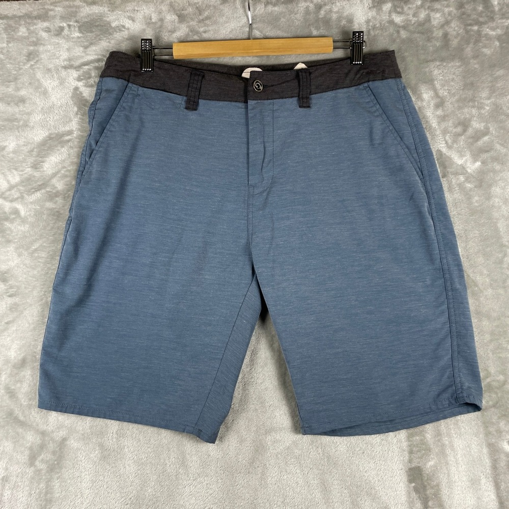 KAVU Hybrid Shorts Mens 34 Blue Gray Stretch Outdoor Active Casual